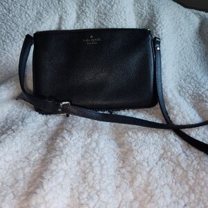 kate spade Black Pebbled Leather Crossbody with Gold Logo